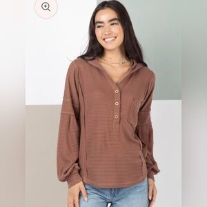 Oversized Waffle knit Henley